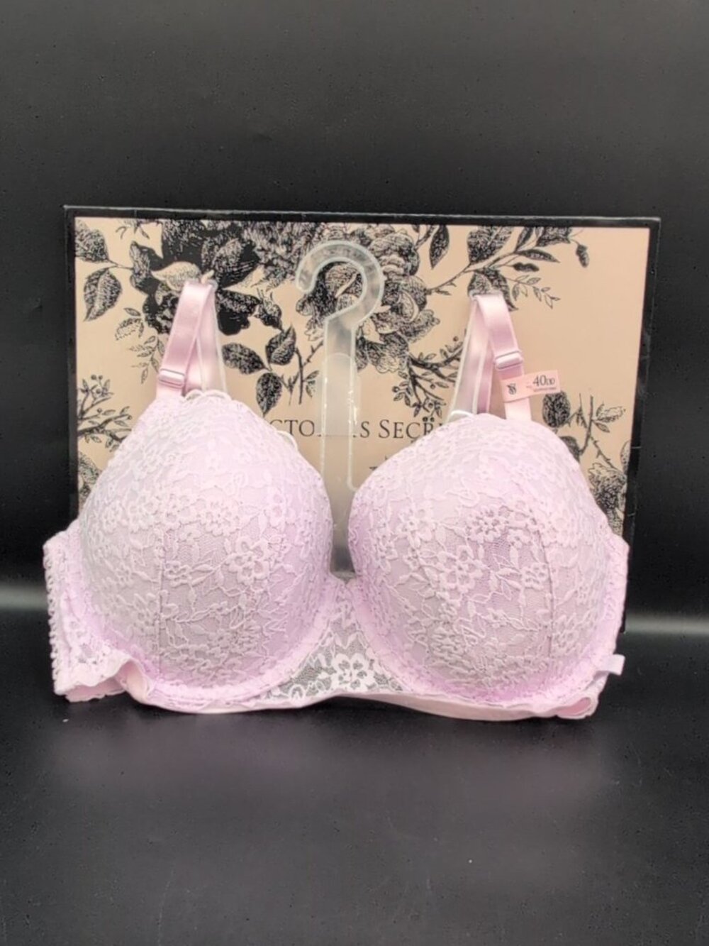 Victoria Secret Sexy Tee Lacie Lace Up Longline Push Up Bra 40DD Delicate Violet